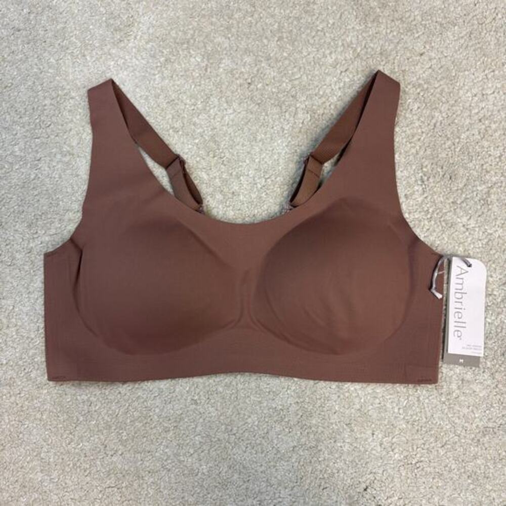 NWT Ambrielle No Show Scoop Neck Lounge Bra Nutmeg Spice Brown Size M